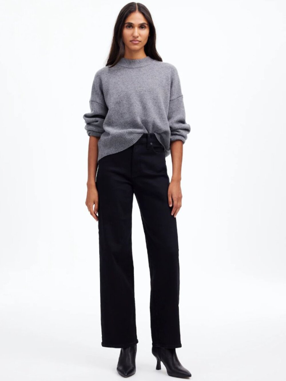 NWT Madewell 25 The Perfect Vintage Wide-Leg Jean in Black Rinse Wash